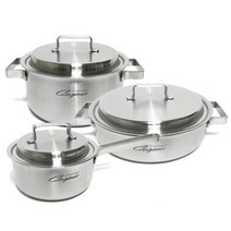 키친아트 코스피아 IH 통5중 냄비 3종세트, 3개, 편수냄비 16cm + 양수냄비 20cm + 전골 24cm, 상세 설명 참조