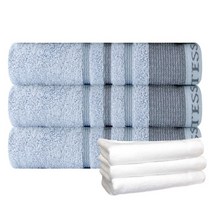 송월타월 카운테스마라 러쉬 수건 3p + 수입 행주30, 하늘, 하얀색, 1세트