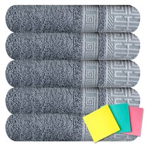 송월타월 프리미엄 격자 세면타올 5p + 독일행주 랜덤 발송 3p, 진회색, 1세트