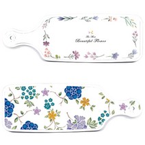 로엠디자인 서빙 도마 2p 파스텔패턴플라워라인보드 세트, 파스텔패턴플라워라인보드, 로맨틱블루floral화이트보드, 1세트