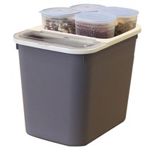가쯔 모던쌀통 16kg + 모던 잡곡통 4p, 그레이