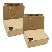 도나앤데코 원터치상자 크라프트 소 2p + 땡큐 골드블랙 스티커 2p + 크라프트쇼핑백 2p, 1세트