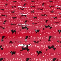 기요하라 30수 옥스퍼드 검은고양이 패브릭원단 3p, 레드