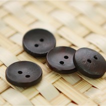 해피베어스 크로커스 오목 나무단추 18mm, 다크브라운, 16개입