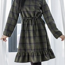소프트 울 체크 패브릭원단, 카키