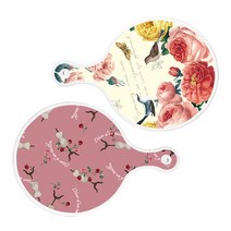 로엠디자인 서빙 원형 도마 보드 2p ParisRose 세트, ParisRose, 자색아트클립, 1세트