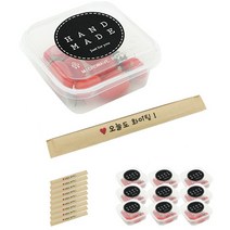 도나앤데코 PP내열 사각용기 일회용 도시락 350ml 10p + 핸드메이드 빅원형 스티커 블랙 10p + 크라프트 대나무 젓가락 오늘도 파이팅 10p, 1세트