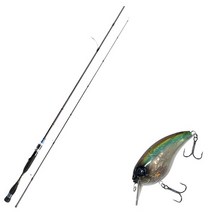 아오맥스 네오블랙 스피닝 타입 루어 낚싯대 S-662ML + 다미끼 브루트 70 하드베이트 루어 347T CLEAR REAL BAIT, 1세트