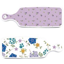 로엠디자인 서빙 도마 보드 2p 로맨틱 블루 floral 화이트 세트, 로맨틱 블루 floral 화이트, 보라 플라워 체크, 1세트