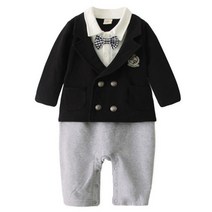 엠케이 남아용 체크리본 더블단추 정장 우주복