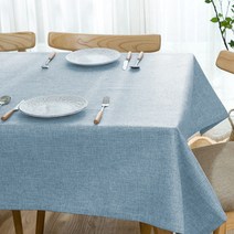 마켓감성 고급 린넨 테이블보, 블루, 90 x 140cm