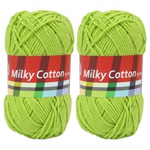 브랜드얀 밀키코튼 레드라벨 면혼방 뜨개실 2p, 37번 연두
