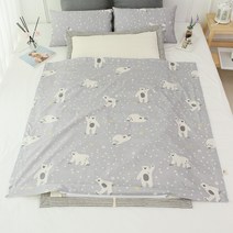 보떼하우스 프리미엄 여름 낮잠이불 일체형 마이크로화이버 베갯솜, 폴라베어 그레이