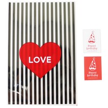 황씨네도시락 하트 쿠키포장 봉투 블랙 60p + 고깔 생일 사각 스티커 60p, 1세트