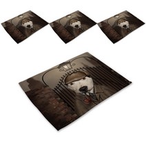 스윗리빙 애니멀스타 패밀리 린넨 테이블 매트 4p, 03, 42 x 32 cm