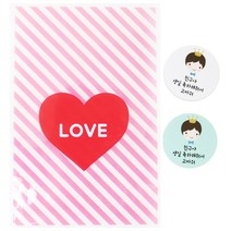 황씨네도시락 쿠키포장 하트봉투 핑크 100p + 스티커 왕관보이 100p, 1세트