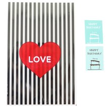 황씨네도시락 하트 속포장봉투 블랙 50p + 케이크 생일 스티커 민트 50p, 1세트