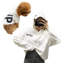 노랜드 SUP 후드 강아지 견주 커플옷, 화이트