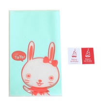 황씨네도시락 비접착 야미봉투 토끼 50p + 고깔 생일 사각 스티커 50p, 1세트
