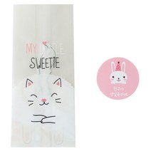 황씨네도시락 냥이M 포장봉투 30p + 토끼 친구야 생일 축하해 스티커 30p, 1세트