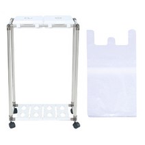 리빙해피 클링 화이트 분리수거함 2p + 봉투 100p, 실버 + 화이트, 1세트