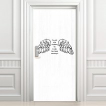 디자인수풀 현관문 시트 빈티지 작은 천사의 날개 고급 우드목, 화이트