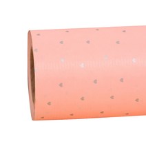 헬로우닝닝 종이 롤포장지 실버하트 53cm x 20m, 핑크, 1개