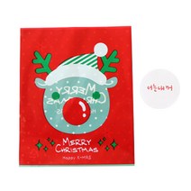황씨네도시락 접착 레드루돌프 쿠키봉투 100p + 연인 메시지 스티커 화이트 100p, 1세트