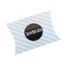 황씨네도시락 반달상자 스트라이프 블루 10p + 원형 감사합니다 스티커 블랙 10p, 혼합 색상, 1세트