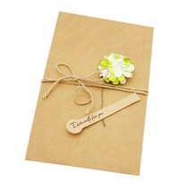 도나앤데코 에리카 크라프트 편지봉투L + 그린 종이꽃데코 10p, 혼합 색상, 1세트