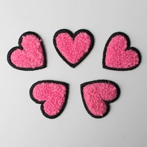 패션포인트 미니 자수 와펜 40 x 38 mm, 보슬이하트 핑크, 5개입