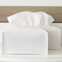 데코토닉 플레인 레더 기본형 티슈커버, 오프화이트, 2개