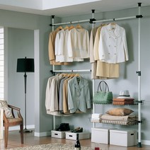 가화행거 3단 수납바구니 옷걸이행거 N3LB3302(폭조절 기능 2단 바구니), 기둥(아이보리) + 부품(검정)