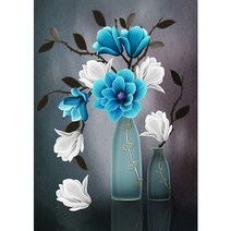 제제뉴 푸른꽃병 보석십자수, 혼합 색상, 1세트