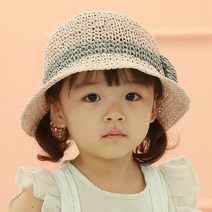 무슈 아동용 헤링본 밀짚모자