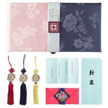 팔복상회 예단함 현금예단함 연분홍색 + 예단비봉투 꽃분홍색 + 신랑 봉채편지지 + 노리개 황금 풀세트, 혼합 색상, 1세트