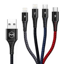 맥도도 4 in 1 충전 케이블 8핀/C타입/마이크로 5핀, main line Black, 1개