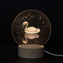 아트조이 LED 아크릴 원형 무드등, 아름다운 백조