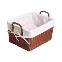 꾸미까 라탄 패브릭 핸들 바구니 소, 혼합 색상, 1개
