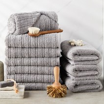 소프트터치 40수 라인 호텔수건, 라이트그레이, 10개