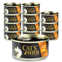캣츠미어 고양이사료 참치와 연어토핑, 170g, 12개