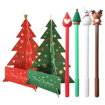트리 스탠딩 카드 2p + X MAS 중성펜 0.5mm 4p 세트, 랜덤 발송, 1세트