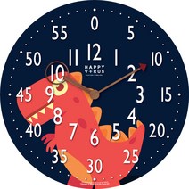 해피바이러스 교육용 벽시계 무소음 돋보기바늘, 골목대장 티나노(2228)