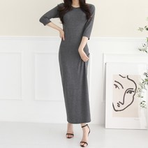 세이스타일 심플 라운드 H롱 반팔 원피스