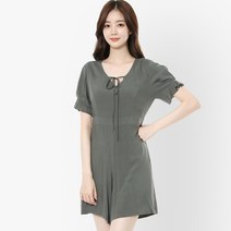 르샵 여성용 소매프릴 슬림핏 뒷지퍼 점프수트 바지