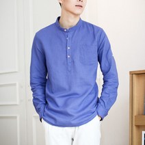 단군 남성용 소매롤업 반오픈 린넨셔츠