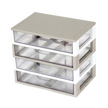 하라데코 와이드 서랍 멀티 책상 정리함 4단, 그레이 + 화이트, 1개