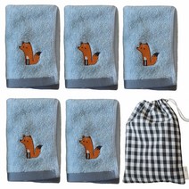 세맘스 모달 자수 수건 5p + 파우치 세트, 여우, 1세트