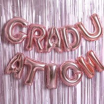 GRADUATION 은박풍선 커튼 세트, 로즈골드, 1세트