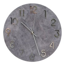 레그노 그로시 크룩 무소음 인테리어 벽시계, 시멘트 그레이 + 실버